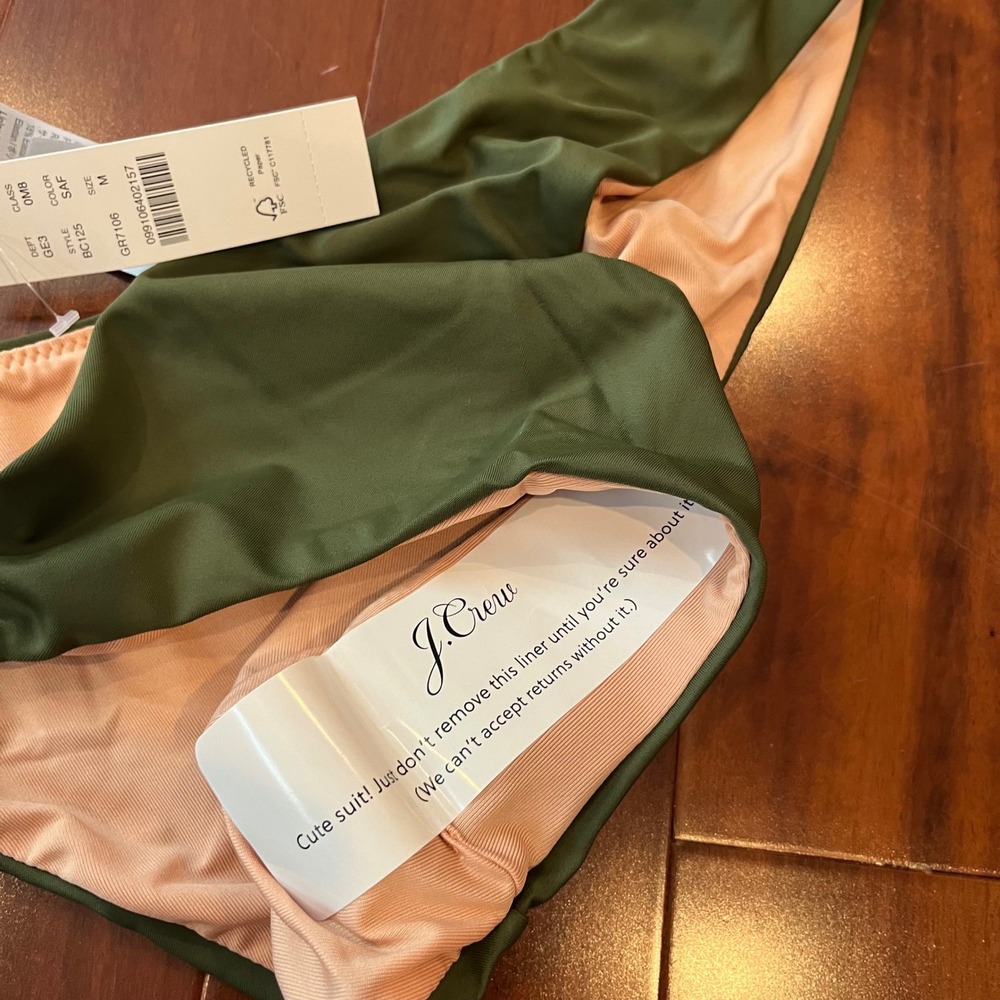 J.Crew Green Bikini Bottom Swim Olive Safari Solid BC125 New Size Medium - Picture 4 of 4